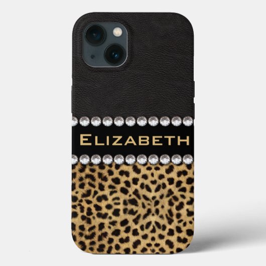 Coques Case-Mate iPhone Tache de léopard strass diamants monogramme (Verso)