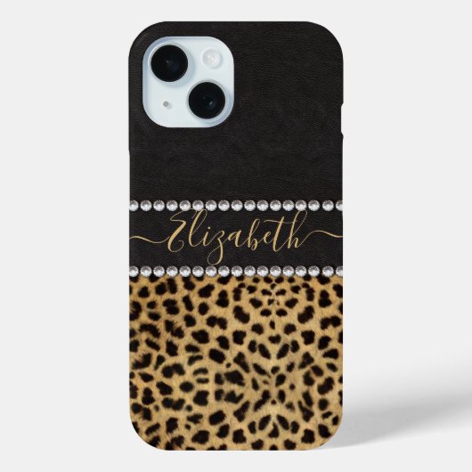 Coques Case-Mate iPhone Tache de léopard Strass Diamants Monogramme PHOTO (Verso)