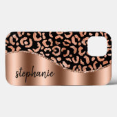 Coques Case-Mate iPhone Taches de Léopard Glam Rose Or Noir Métallic Nom (Verso (horizontal))