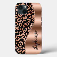 Taches de Léopard Glam Rose Or Noir Métallic Nom