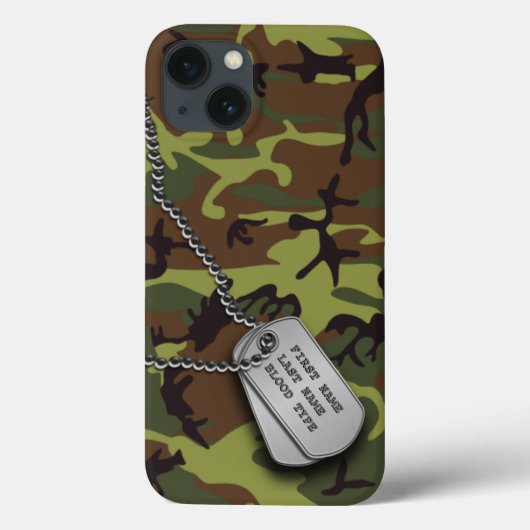 Coques Case-Mate iPhone Tags Camo vert avec chien (Verso)
