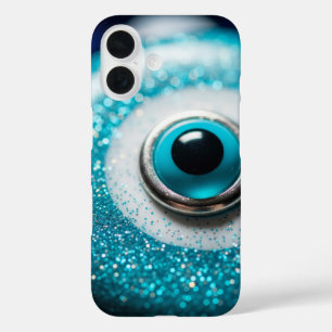Coques iPhone 16 Talisman en verre pailleté du mauvais œil