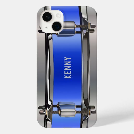 Coques Case-Mate iPhone Tambour à pignon bleu personnalisé (Verso)