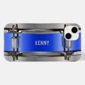 Coques Case-Mate iPhone Tambour à pignon bleu personnalisé (Verso (horizontal))