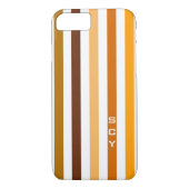Coques Case-Mate iPhone Tan Brown Orange Vertical Stripes Monogramme (Dos)