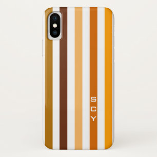 Coque Case-Mate Pour iPhone Tan Brown Orange Vertical Stripes Monogramme