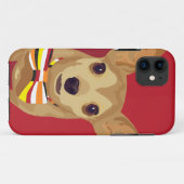 Coques Case-Mate iPhone Tan Chihuahua avec cravate arc dans un coeur rouge (Dos (Horizontal))