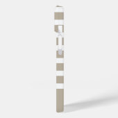 Coques Case-Mate iPhone Tan kaki moderne et bande blanche avec Monogramme (Verso / Gauche)