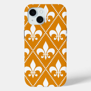 Coque Pour iPhone 15 Tangerine Fleur de Lis