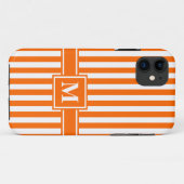 Coques Case-Mate iPhone Tangerine Grille moderne avec Monogramme (Dos (Horizontal))