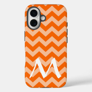 Coques iPhone 16 Tangerine Marocaine Moods Chevrons avec Monogramme