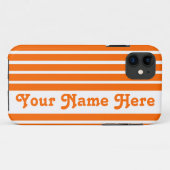 Coques Case-Mate iPhone Tangerine Safari Stripe avec le nom (Dos (Horizontal))
