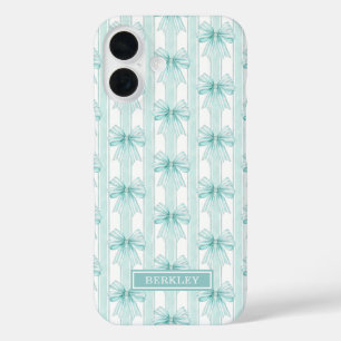 Coques iPhone 16 Tapis de protection à monogramme à rayures avec no