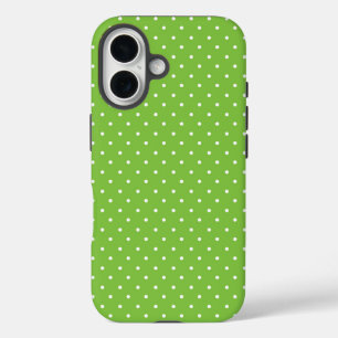 Coques iPhone 16 Tapis de protection à motif de pois blancs sur fon
