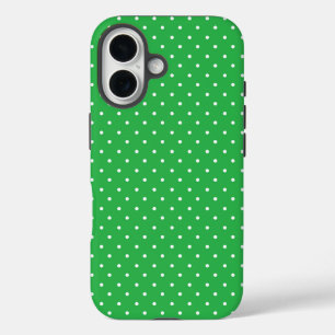 Coques iPhone 16 Tapis de protection motif pois blancs sur fond jau