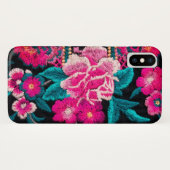 Coques Case-Mate iPhone Tapisserie de fleurs broderies (Dos (Horizontal))