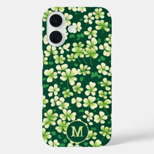 Coques iPhone 16 Tapisserie Shamrock Emeraude : Vert foncé
