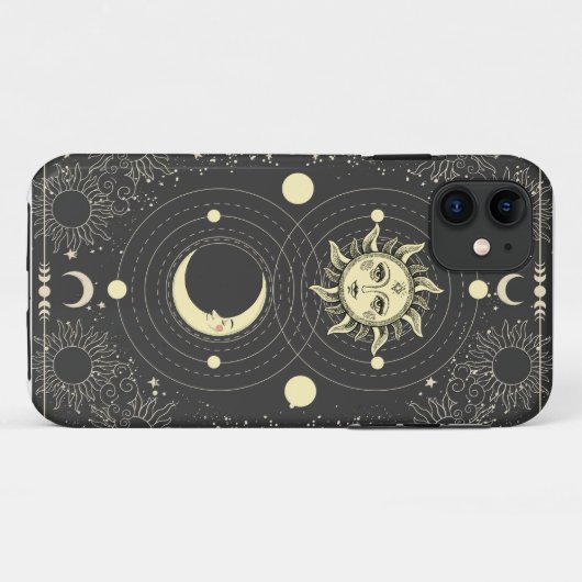 Coques Case-Mate iPhone Tarot foncé esthétique Soleil Lune Nuages (Dos (Horizontal))