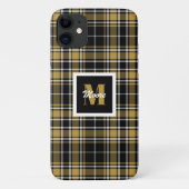 Coques Case-Mate iPhone Tartan - Caramel noir or et blanc off (Dos)