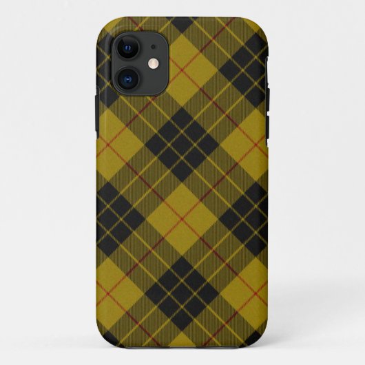 Coques Case-Mate iPhone tartan MacLeod jaune plaid noir (Dos)