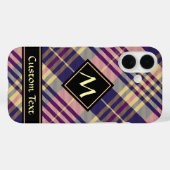 Coques Case-Mate iPhone Tartan mauve, or et bleu (Verso (horizontal))