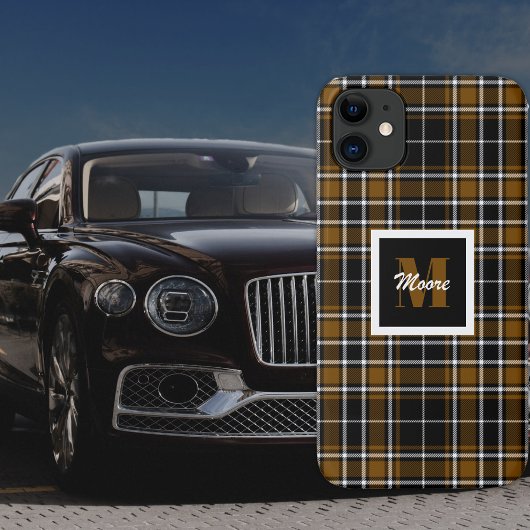 Coques Case-Mate iPhone Tartan - Miel noir Brown et blanc cassé