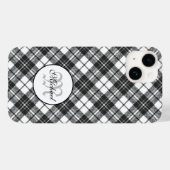 Coques Case-Mate iPhone Tartan motif Noël noir blanc Monogramme (Verso (horizontal))