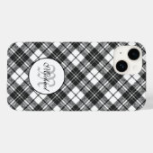 Coques Case-Mate iPhone Tartan motif Noël noir blanc Monogramme (Verso (horizontal))