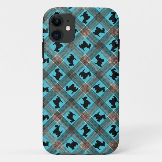 Coques Case-Mate iPhone Tartan noir de plaid de chien de Scottie (Dos)