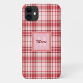 Coques Case-Mate iPhone Tartan - Pastel Rose avec Cerise et Maroon Rouge (Dos)