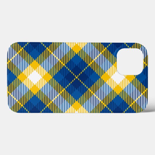 Coques Case-Mate iPhone Tartan Plaid bleu jaune (Verso (horizontal))