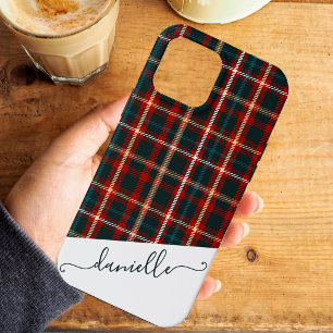 Case-Mate iPhone Case Tartan Plaid Élégant Script Nom bleu