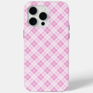Coque iPhone 15 Pro Max Tartan rose clair vacances de Noël motif