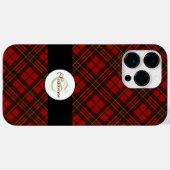 Coques Case-Mate iPhone Tartan rouge motif de Noël Personnaliser Monogramm (Verso (horizontal))