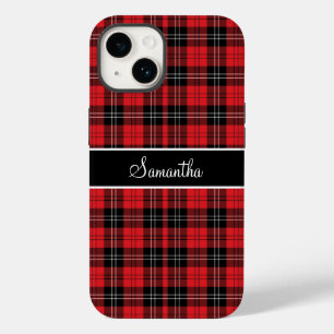 Coque Pour iPhone 14 Tartan Rouge Noir et Blanc Buffalo Plaid