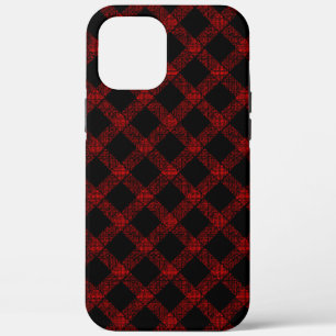 Case-Mate iPhone Case Tartan rouge rustique et noir avec lignes gaufrées