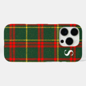 Coques Case-Mate iPhone Tartan vert rouge plaqué avec Monogramme (Verso (horizontal))