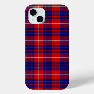 Coque iPhone 15 Mini tartane rouge bleu violet Hamilton
