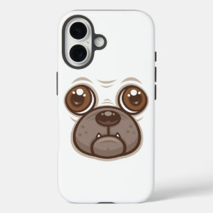 Coques iPhone 16 Tasse Chien Caricatural Pug Visage Chiot