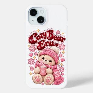 Coque Pour iPhone 15 Tasse de café de Noël rose mignonne de l'ère Cozy