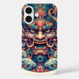 Coques iPhone 16 tatouage abstrait Oni démon symétrique oriental