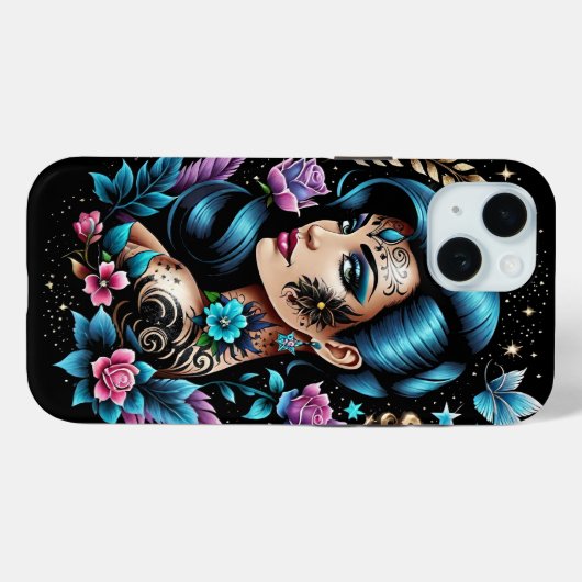 Coques Case-Mate iPhone Tatouages Et Roses (Verso (horizontal))