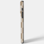 Coques Case-Mate iPhone Taupe Chèques Beige Nom du script (Verso / Gauche)