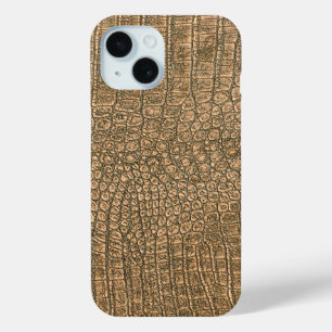 Coque Pour iPhone 15 Taupe moderne Croc Cuir Texture