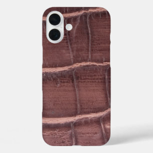 Coques iPhone 16 Plus Taupe moderne Croc Cuir Texture