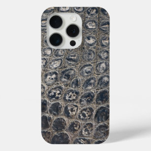 Coque iPhone 15 Pro Taupe moderne Croc Cuir Texture