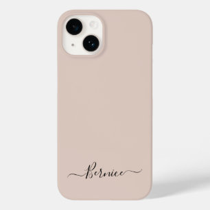 Coque Pour iPhone 14 Taupe Neutre Simple Minimaliste Script Nom personn