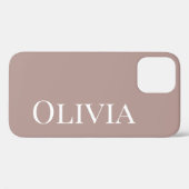 Coques Case-Mate iPhone Taupe personnalisée Mauve moderne Typographie blan (Verso (horizontal))