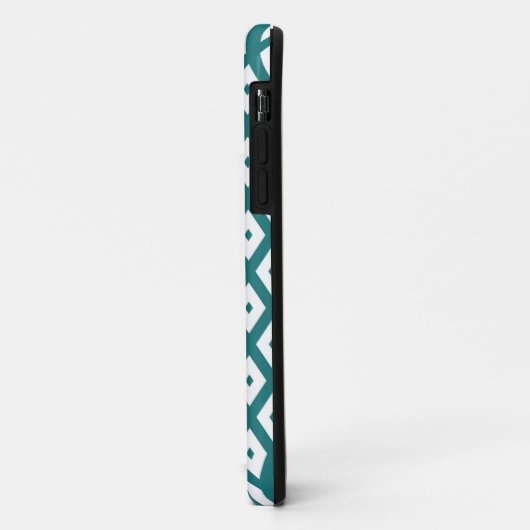 Coques Case-Mate iPhone Teal and white diamond pattern (Dos/Gauche)