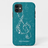 Coques Case-Mate iPhone Teal and White Treble Clef Music Notes (Dos)